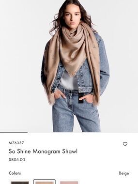 Louis Vuitton Beige and Cream Monogram Shawl